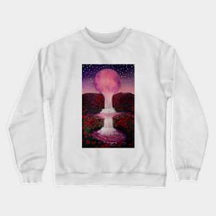 Flower forrest, pretty pink moon waterfall Crewneck Sweatshirt